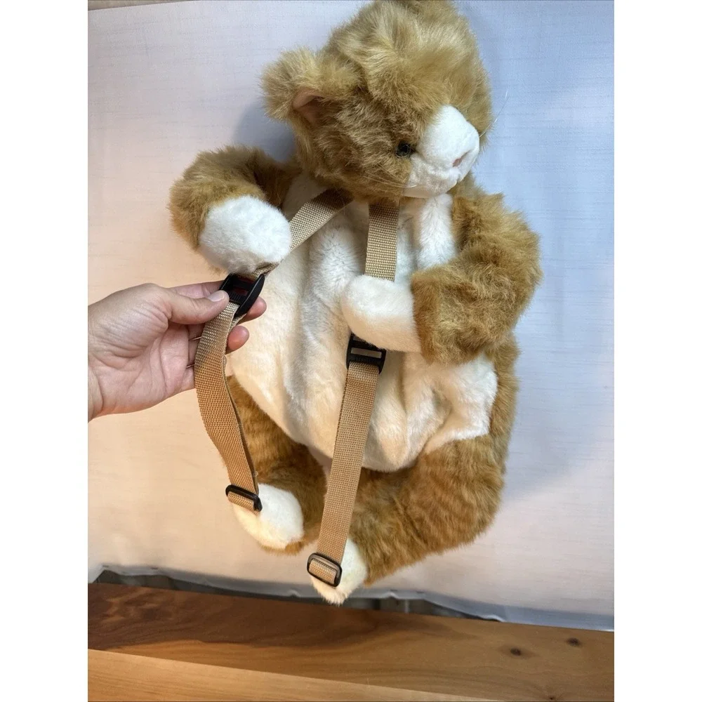 VTG WildKin Inc. Cat Backpack Kitty Plush Ginger Garfield Korea 80s 90s Faux Fur